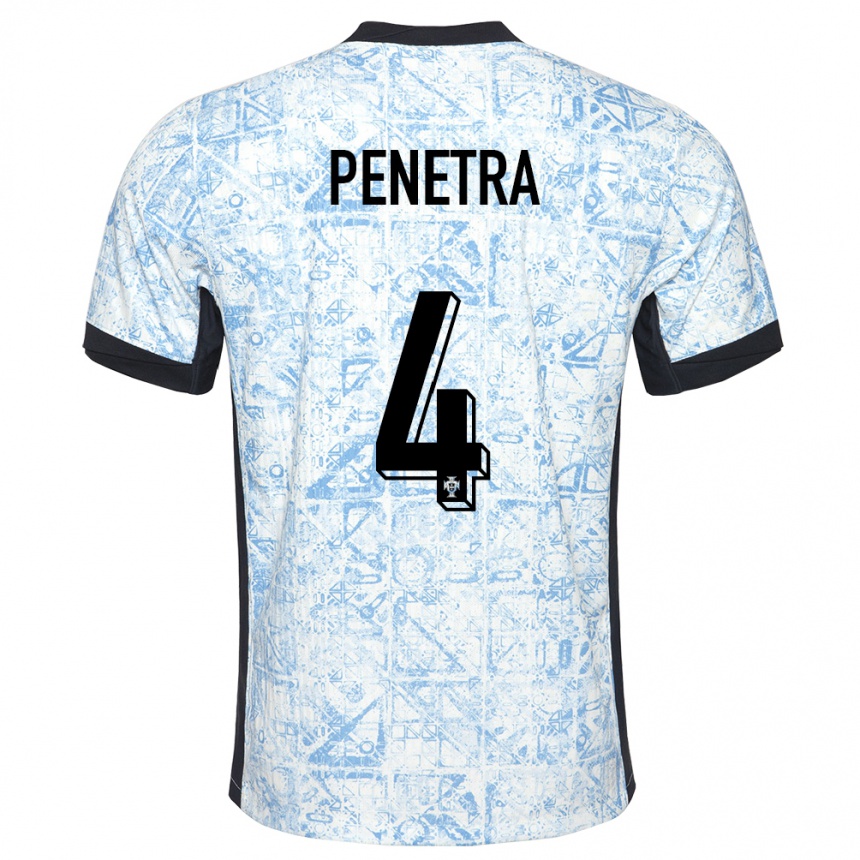 Vyrai Portugalija Alexandre Penetra #4 Kreminė Mėlyna Išvykos Marškinėliai 24-26 T-Shirt