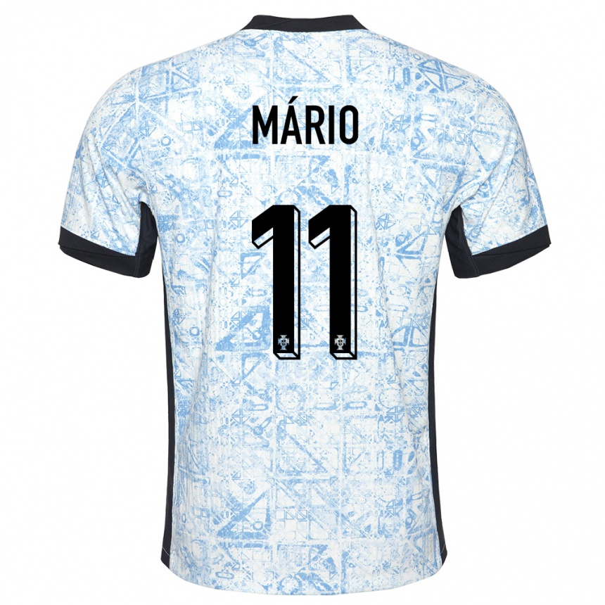 Vyrai Portugalija Joao Mario #11 Kreminė Mėlyna Išvykos Marškinėliai 24-26 T-Shirt