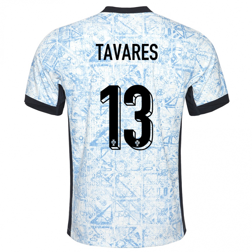 Vyrai Portugalija Nuno Tavares #13 Kreminė Mėlyna Išvykos Marškinėliai 24-26 T-Shirt