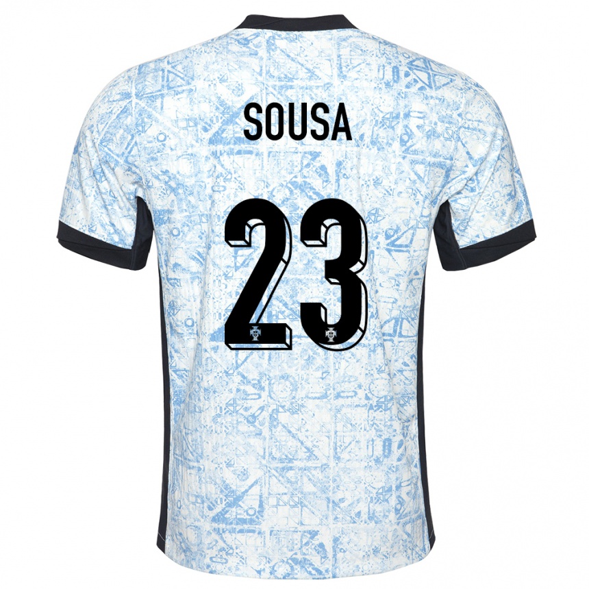 Vyrai Portugalija Afonso Sousa #23 Kreminė Mėlyna Išvykos Marškinėliai 24-26 T-Shirt