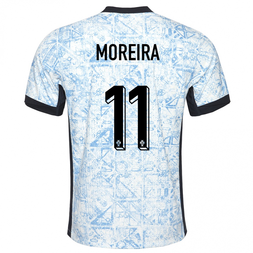 Vyrai Portugalija Diego Moreira #11 Kreminė Mėlyna Išvykos Marškinėliai 24-26 T-Shirt