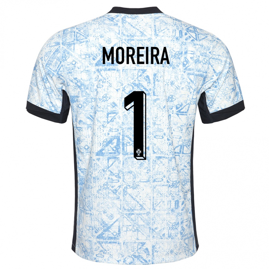 Vyrai Portugalija Andre Moreira #1 Kreminė Mėlyna Išvykos Marškinėliai 24-26 T-Shirt