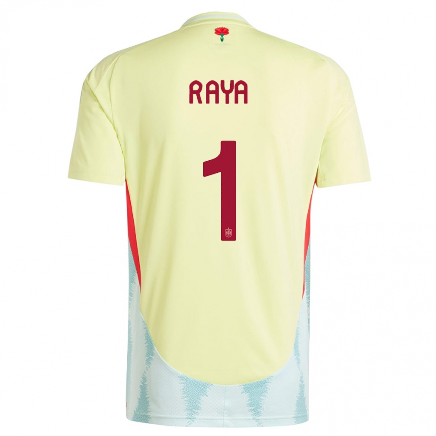 Vyrai Ispanija David Raya #1 Geltona Išvykos Marškinėliai 24-26 T-Shirt