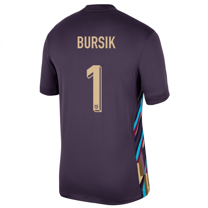 Vyrai Anglija Josef Bursik #1 Tamsi Razina Išvykos Marškinėliai 24-26 T-Shirt