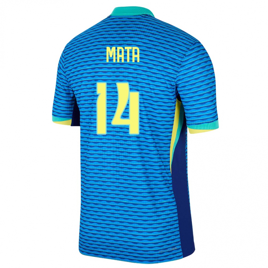 Vyrai Brazilija Da Mata #14 Mėlyna Išvykos Marškinėliai 24-26 T-Shirt