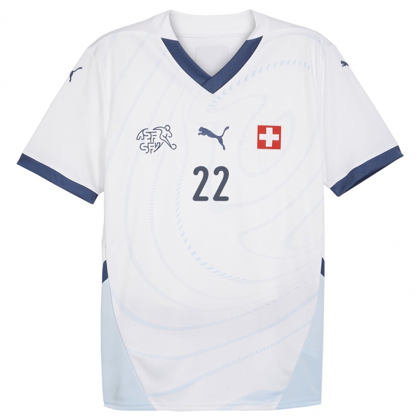 Vyrai Šveicarija Fabian Schar #22 Baltas Išvykos Marškinėliai 24-26 T-Shirt