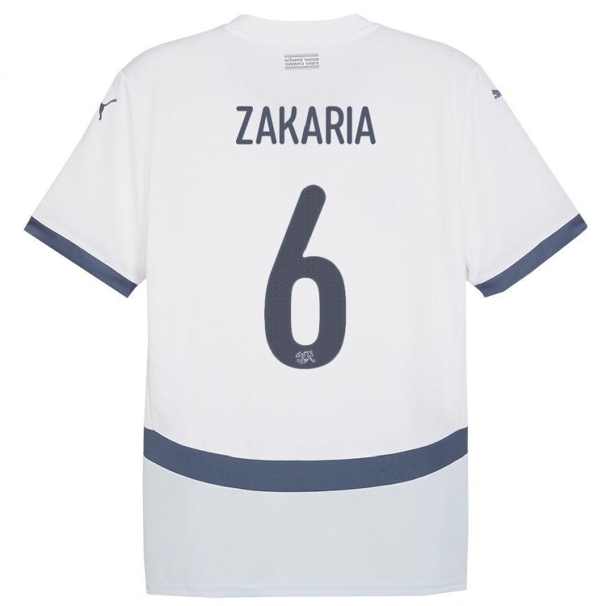 Vyrai Šveicarija Denis Zakaria #6 Baltas Išvykos Marškinėliai 24-26 T-Shirt