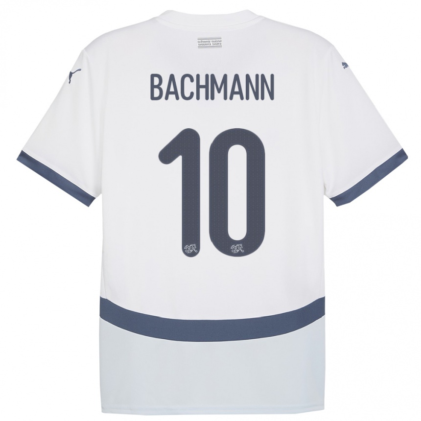 Vyrai Šveicarija Ramona Bachmann #10 Baltas Išvykos Marškinėliai 24-26 T-Shirt