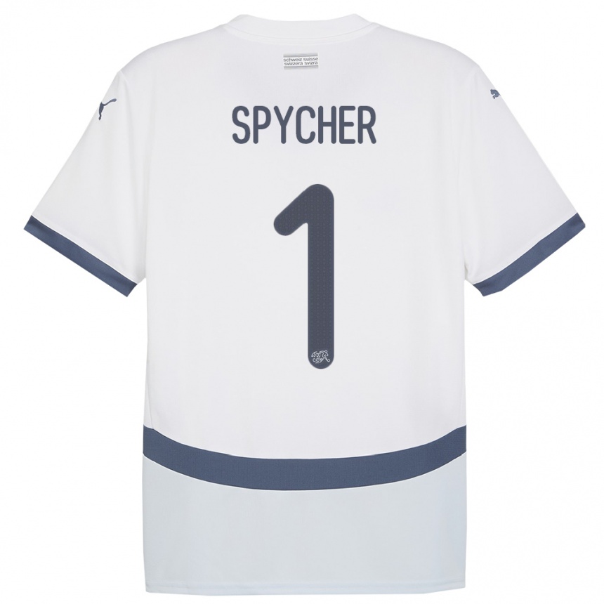 Vyrai Šveicarija Tim Spycher #1 Baltas Išvykos Marškinėliai 24-26 T-Shirt