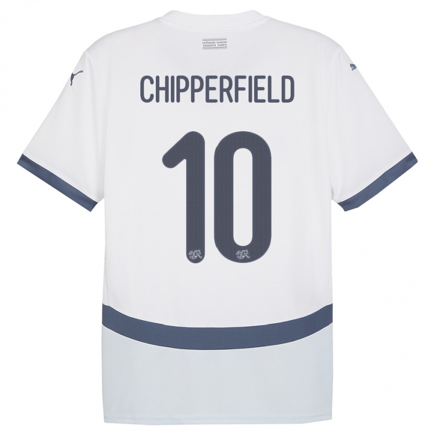 Vyrai Šveicarija Liam Chipperfield #10 Baltas Išvykos Marškinėliai 24-26 T-Shirt