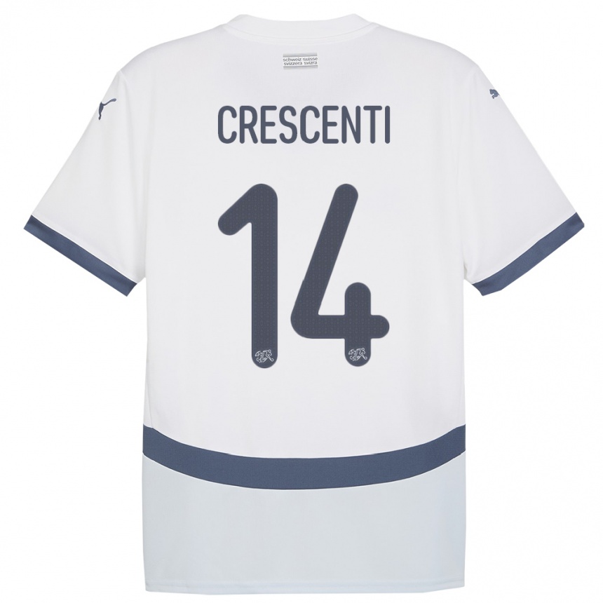 Vyrai Šveicarija Federico Crescenti #14 Baltas Išvykos Marškinėliai 24-26 T-Shirt