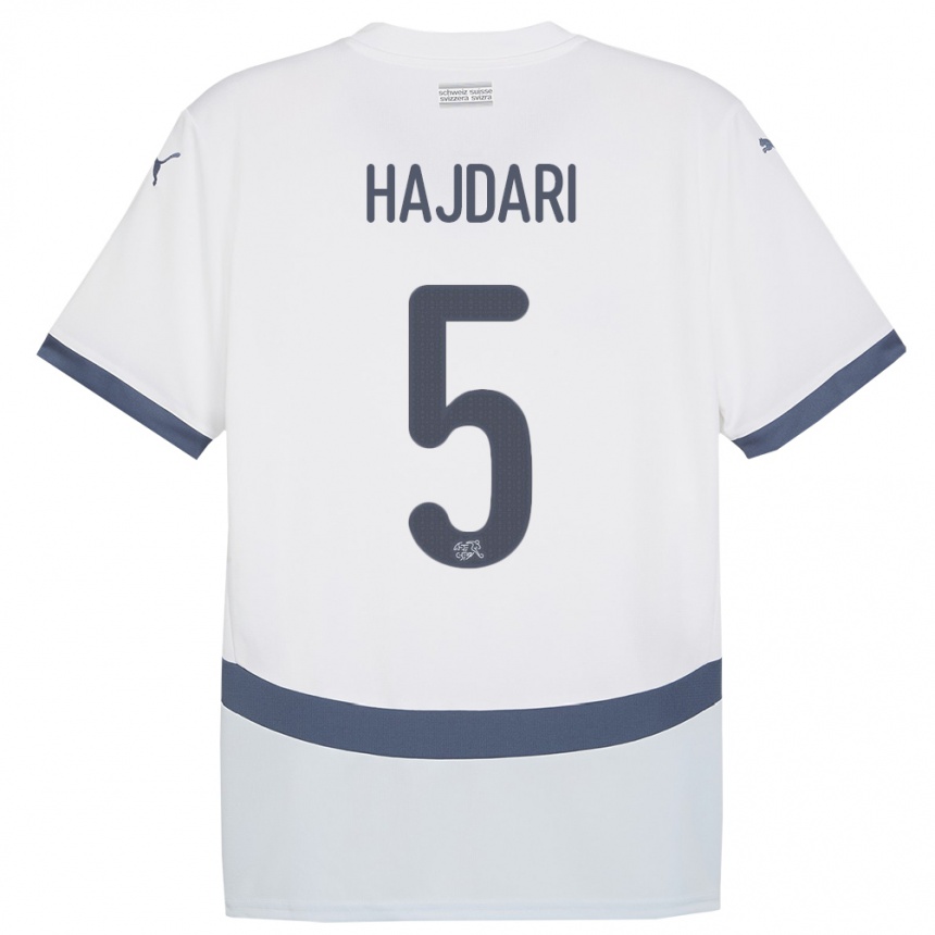 Vyrai Šveicarija Albian Hajdari #5 Baltas Išvykos Marškinėliai 24-26 T-Shirt