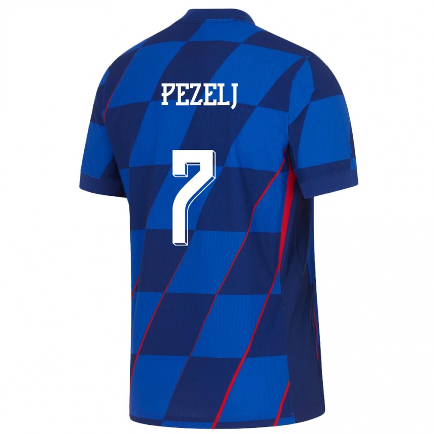 Vyrai Kroatija Petra Pezelj #7 Mėlyna Išvykos Marškinėliai 24-26 T-Shirt