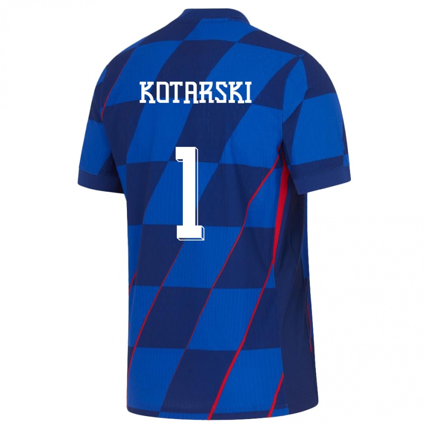 Vyrai Kroatija Dominik Kotarski #1 Mėlyna Išvykos Marškinėliai 24-26 T-Shirt