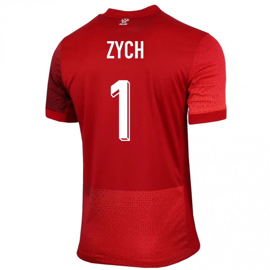 Vyrai Lenkija Oliwier Zych #1 Raudona Išvykos Marškinėliai 24-26 T-Shirt