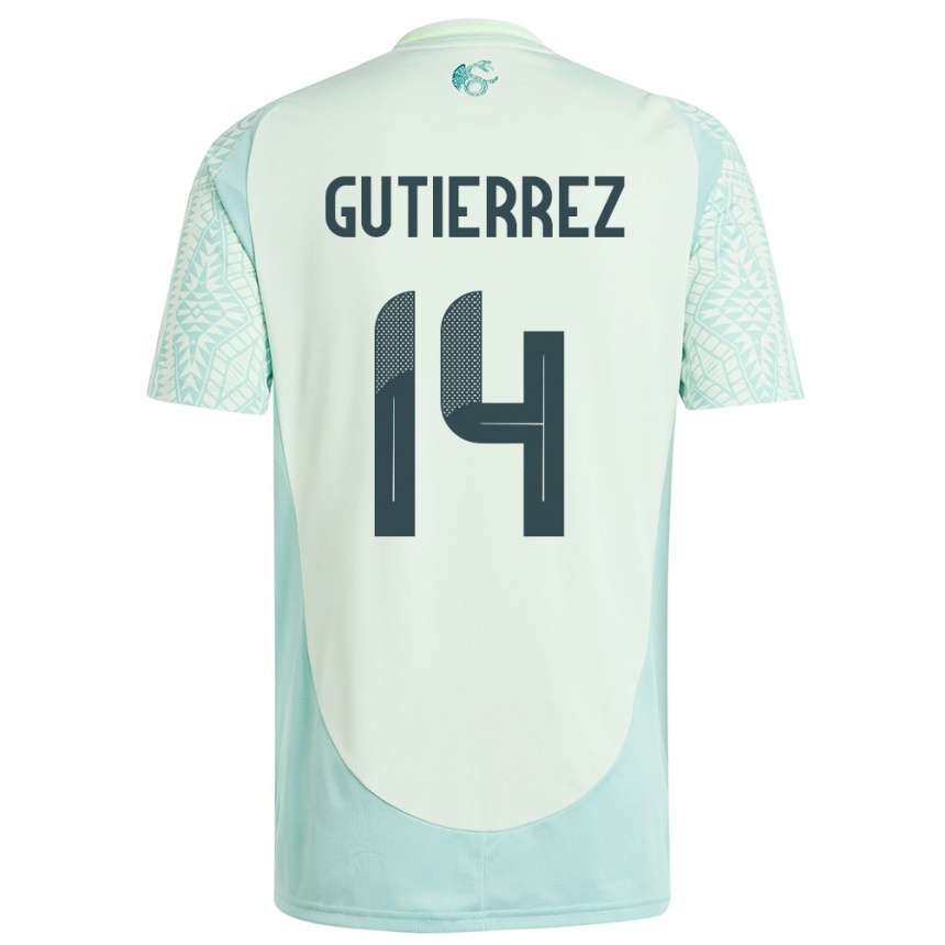 Vyrai Meksika Erick Gutierrez #14 Lininė Žalia Išvykos Marškinėliai 24-26 T-Shirt