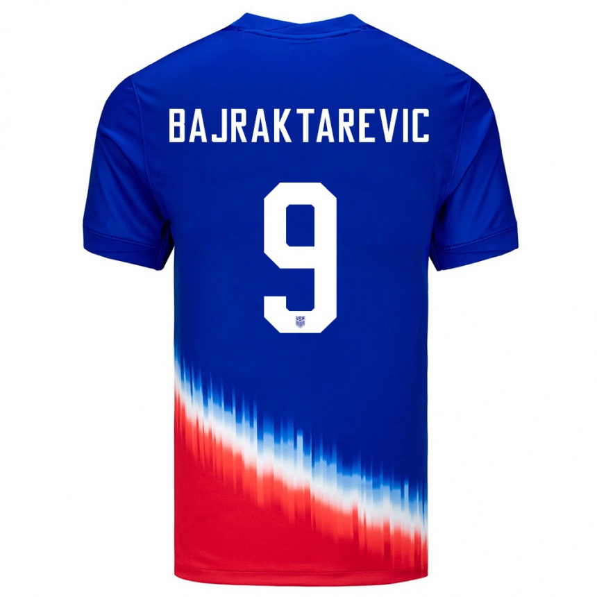 Vyrai Jungtinės Valstijos Esmir Bajraktarevic #9 Mėlyna Išvykos Marškinėliai 24-26 T-Shirt