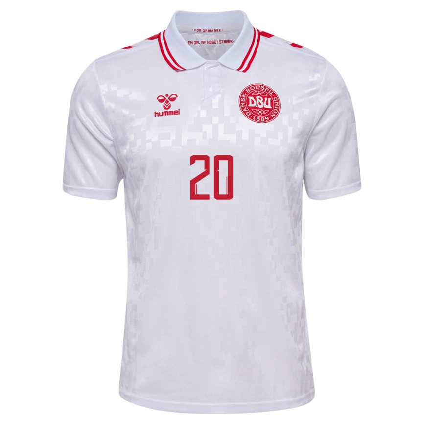 Vyrai Danija Caroline Moller #20 Baltas Išvykos Marškinėliai 24-26 T-Shirt