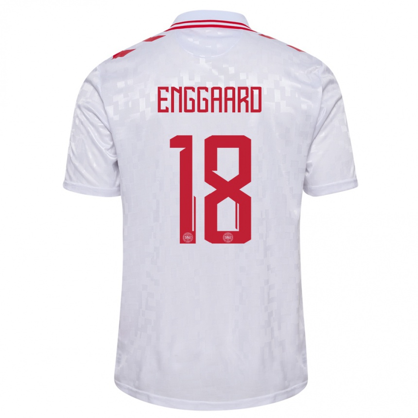 Vyrai Danija Mads Enggaard #18 Baltas Išvykos Marškinėliai 24-26 T-Shirt