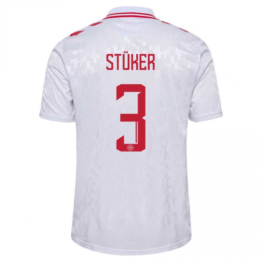 Vyrai Danija Simon Stüker #3 Baltas Išvykos Marškinėliai 24-26 T-Shirt