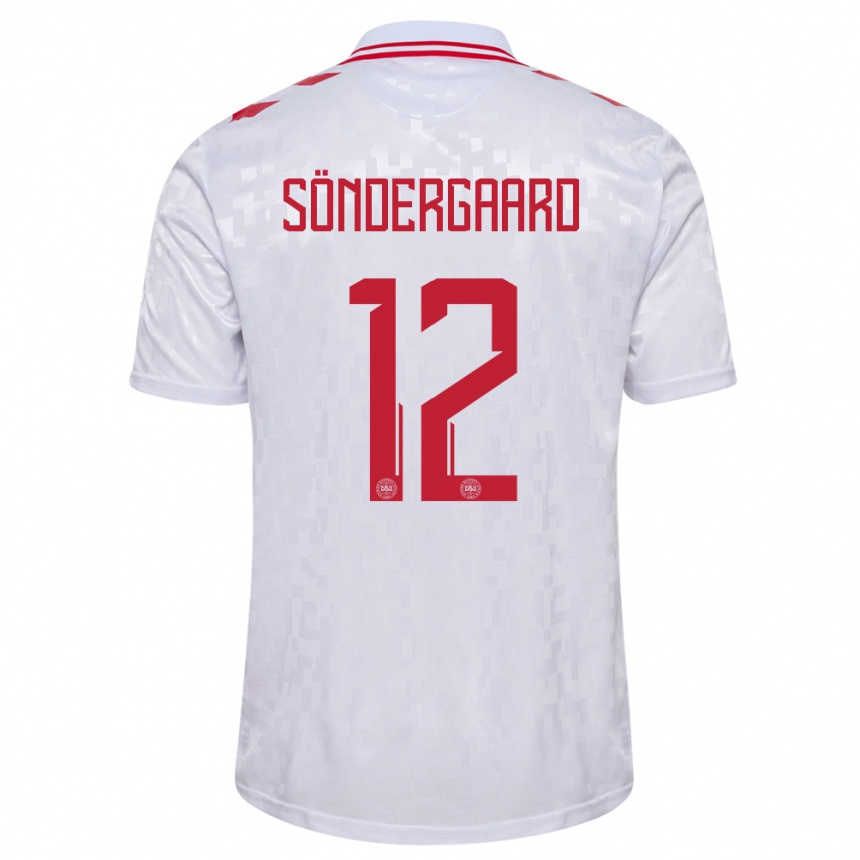 Vyrai Danija Philip Söndergaard #12 Baltas Išvykos Marškinėliai 24-26 T-Shirt