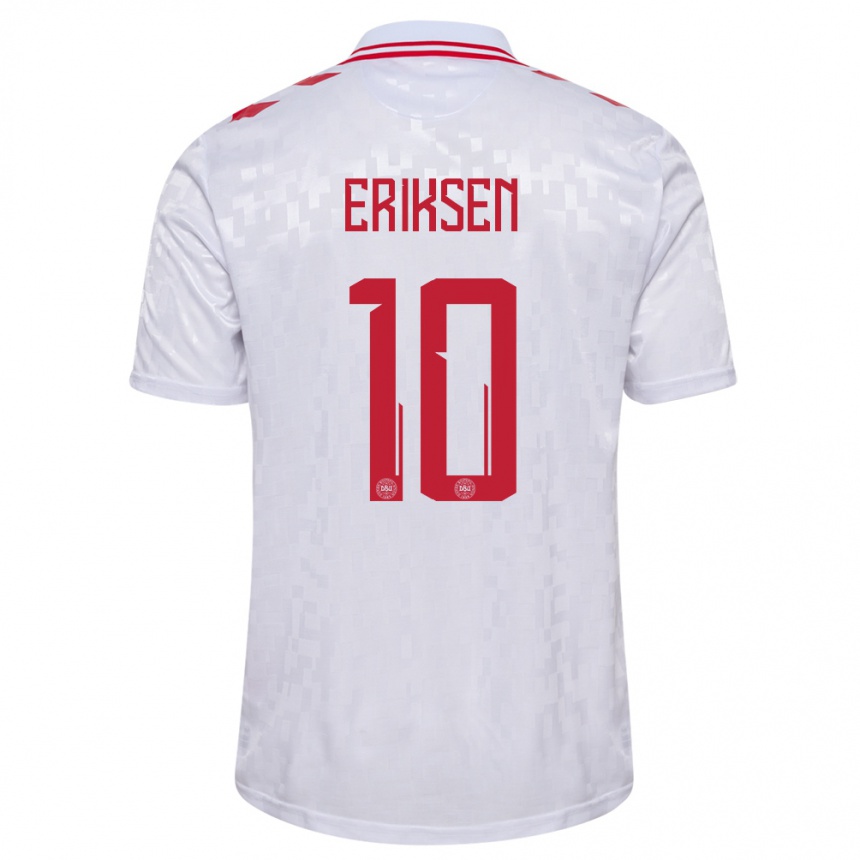 Vyrai Danija Christian Eriksen #10 Baltas Išvykos Marškinėliai 24-26 T-Shirt