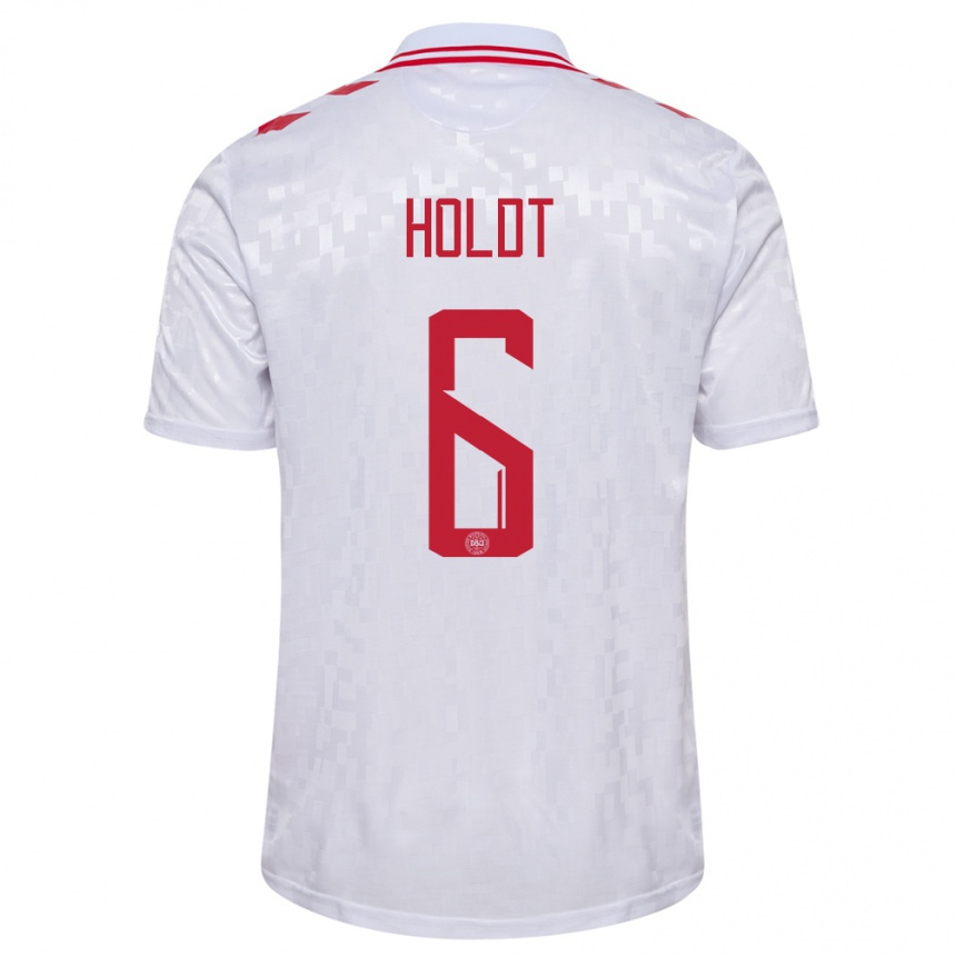 Vyrai Danija Olivia Holdt #6 Baltas Išvykos Marškinėliai 24-26 T-Shirt