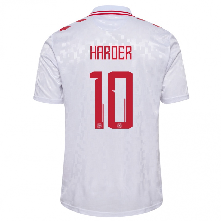 Vyrai Danija Pernille Harder #10 Baltas Išvykos Marškinėliai 24-26 T-Shirt