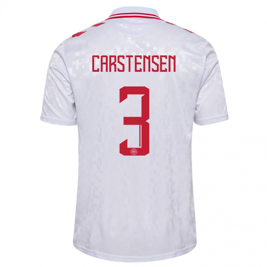 Vyrai Danija Rasmus Carstensen #3 Baltas Išvykos Marškinėliai 24-26 T-Shirt