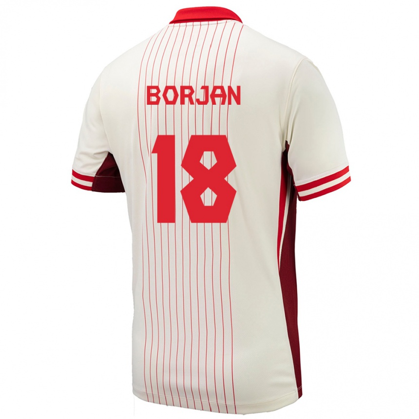 Vyrai Kanada Milan Borjan #18 Baltas Išvykos Marškinėliai 24-26 T-Shirt