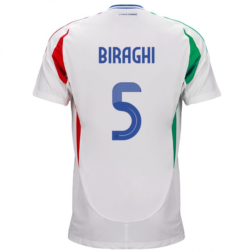 Vyrai Italija Cristiano Biraghi #5 Baltas Išvykos Marškinėliai 24-26 T-Shirt