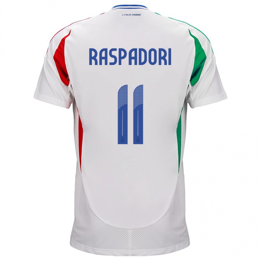 Vyrai Italija Giacomo Raspadori #11 Baltas Išvykos Marškinėliai 24-26 T-Shirt