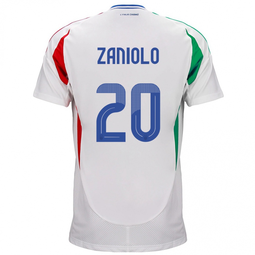 Vyrai Italija Nicolò Zaniolo #20 Baltas Išvykos Marškinėliai 24-26 T-Shirt