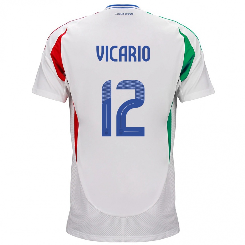 Vyrai Italija Guglielmo Vicario #12 Baltas Išvykos Marškinėliai 24-26 T-Shirt