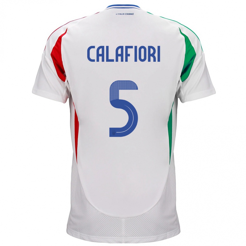 Vyrai Italija Riccardo Calafiori #5 Baltas Išvykos Marškinėliai 24-26 T-Shirt