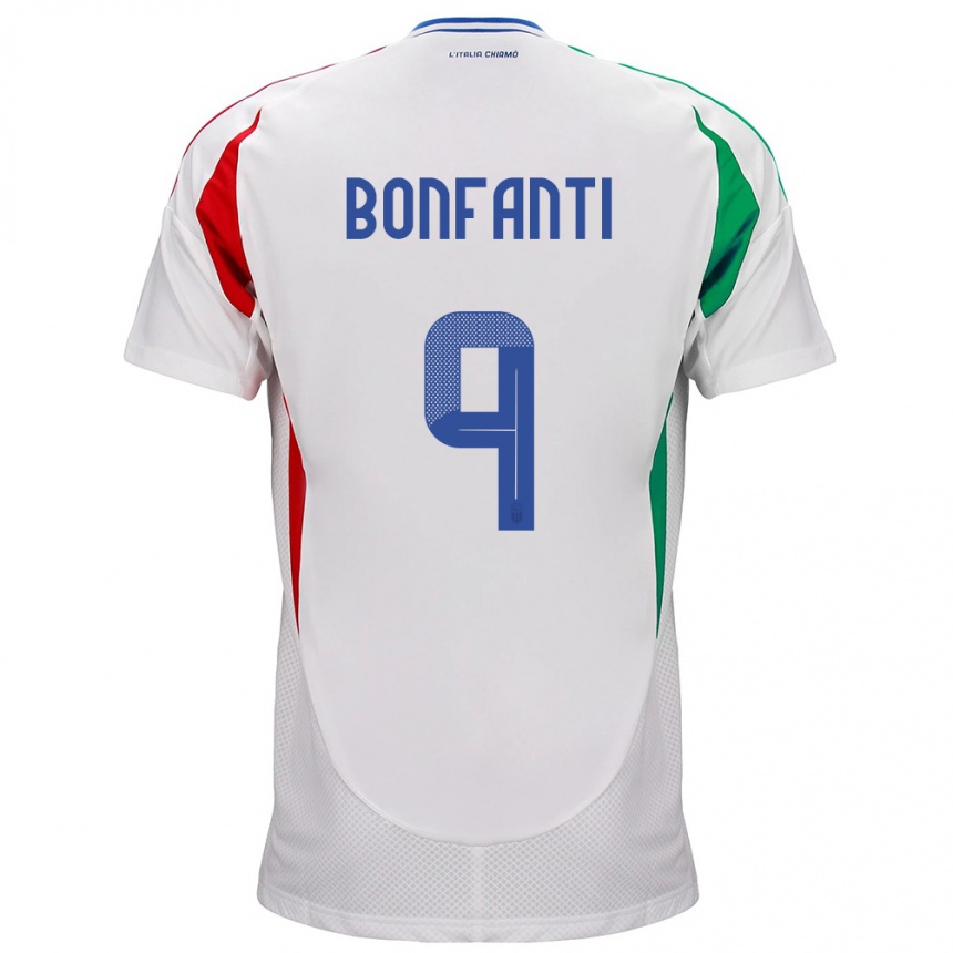 Vyrai Italija Nicholas Bonfanti #9 Baltas Išvykos Marškinėliai 24-26 T-Shirt