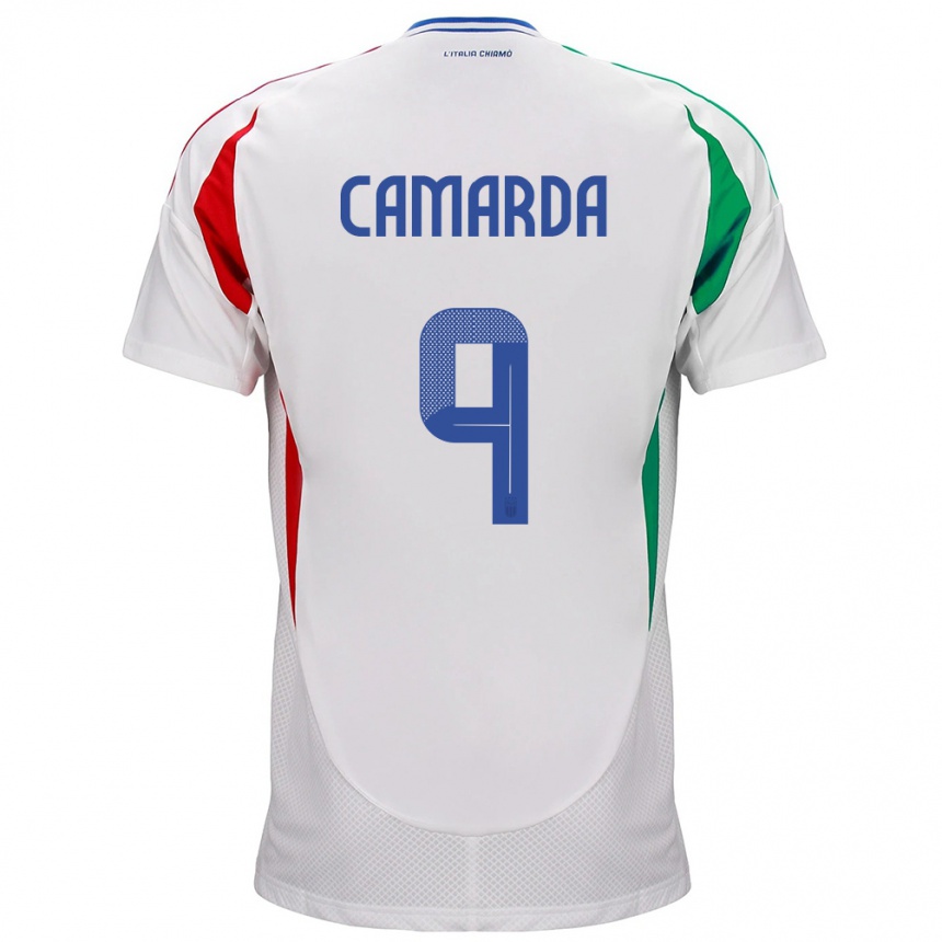 Vyrai Italija Francesco Camarda #9 Baltas Išvykos Marškinėliai 24-26 T-Shirt