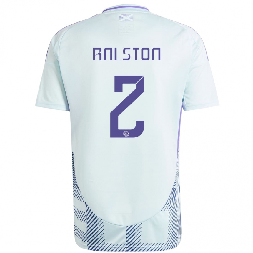 Vyrai Škotija Anthony Ralston #2 Šviesiai Mėtų Mėlyna Išvykos Marškinėliai 24-26 T-Shirt