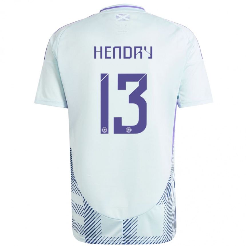 Vyrai Škotija Jack Hendry #13 Šviesiai Mėtų Mėlyna Išvykos Marškinėliai 24-26 T-Shirt