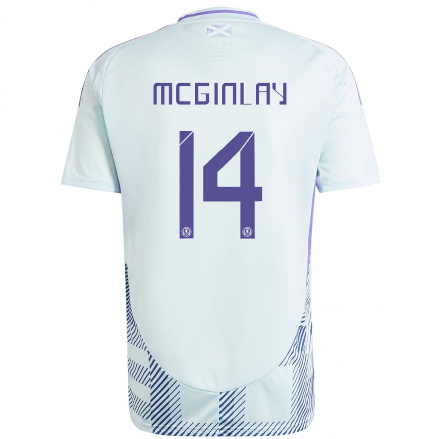 Vyrai Škotija Aiden Mcginlay #14 Šviesiai Mėtų Mėlyna Išvykos Marškinėliai 24-26 T-Shirt