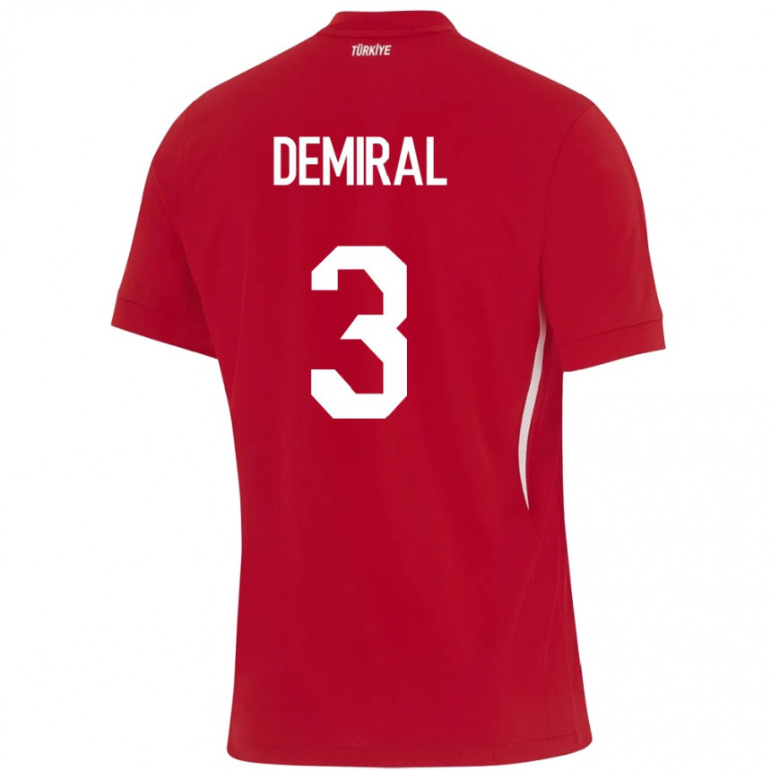 Vyrai Turkija Merih Demiral #3 Raudona Išvykos Marškinėliai 24-26 T-Shirt