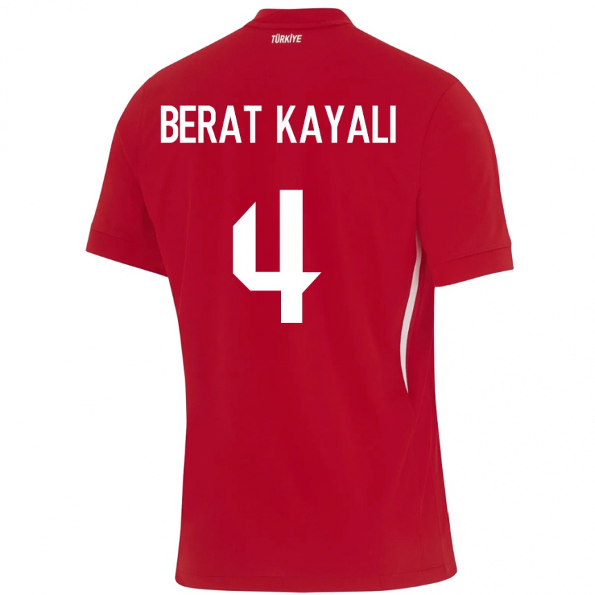 Vyrai Turkija Hasan Berat Kayalı #4 Raudona Išvykos Marškinėliai 24-26 T-Shirt