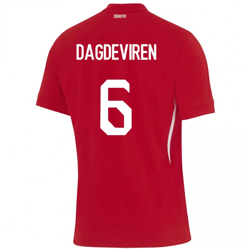 Vyrai Turkija Diren Dağdeviren #6 Raudona Išvykos Marškinėliai 24-26 T-Shirt