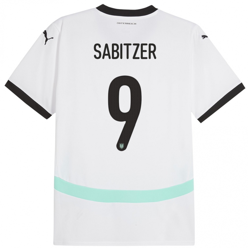 Vyrai Austrija Marcel Sabitzer #9 Baltas Išvykos Marškinėliai 24-26 T-Shirt