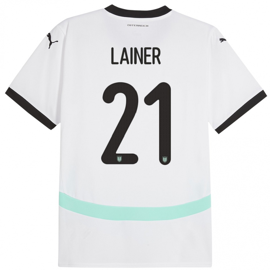 Vyrai Austrija Stefan Lainer #21 Baltas Išvykos Marškinėliai 24-26 T-Shirt