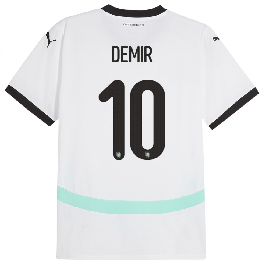 Vyrai Austrija Yusuf Demir #10 Baltas Išvykos Marškinėliai 24-26 T-Shirt