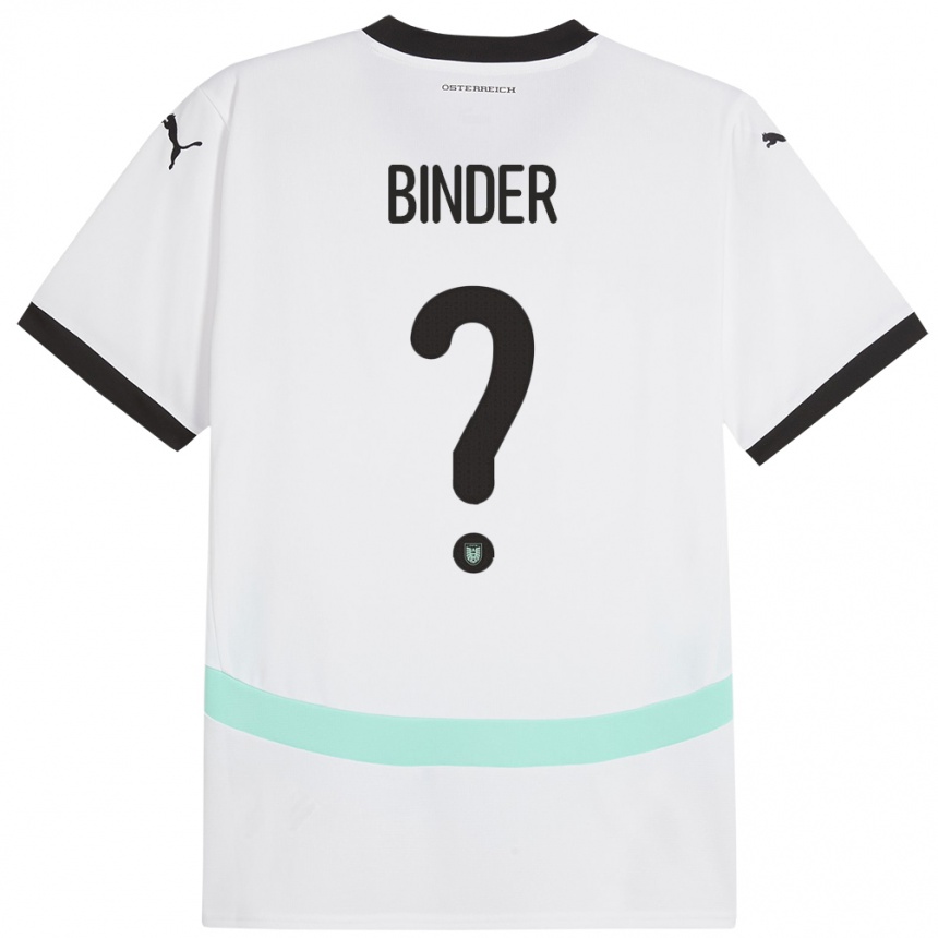 Vyrai Austrija Nicolas Binder #0 Baltas Išvykos Marškinėliai 24-26 T-Shirt