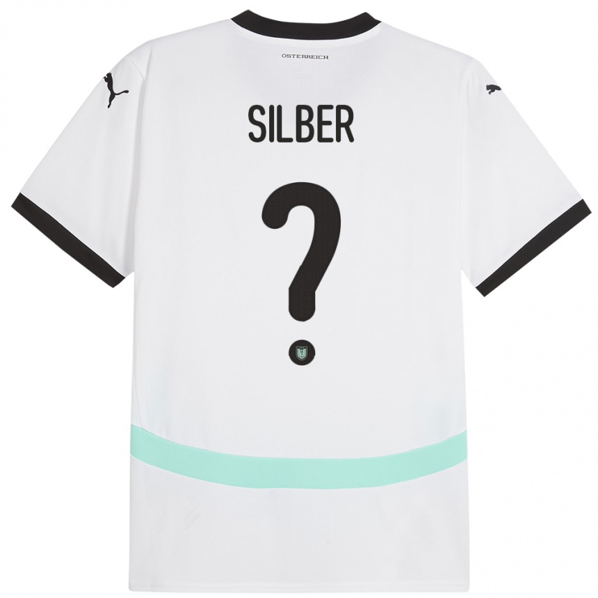 Vyrai Austrija Fabian Silber #0 Baltas Išvykos Marškinėliai 24-26 T-Shirt