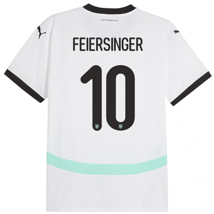 Vyrai Austrija Laura Feiersinger #10 Baltas Išvykos Marškinėliai 24-26 T-Shirt