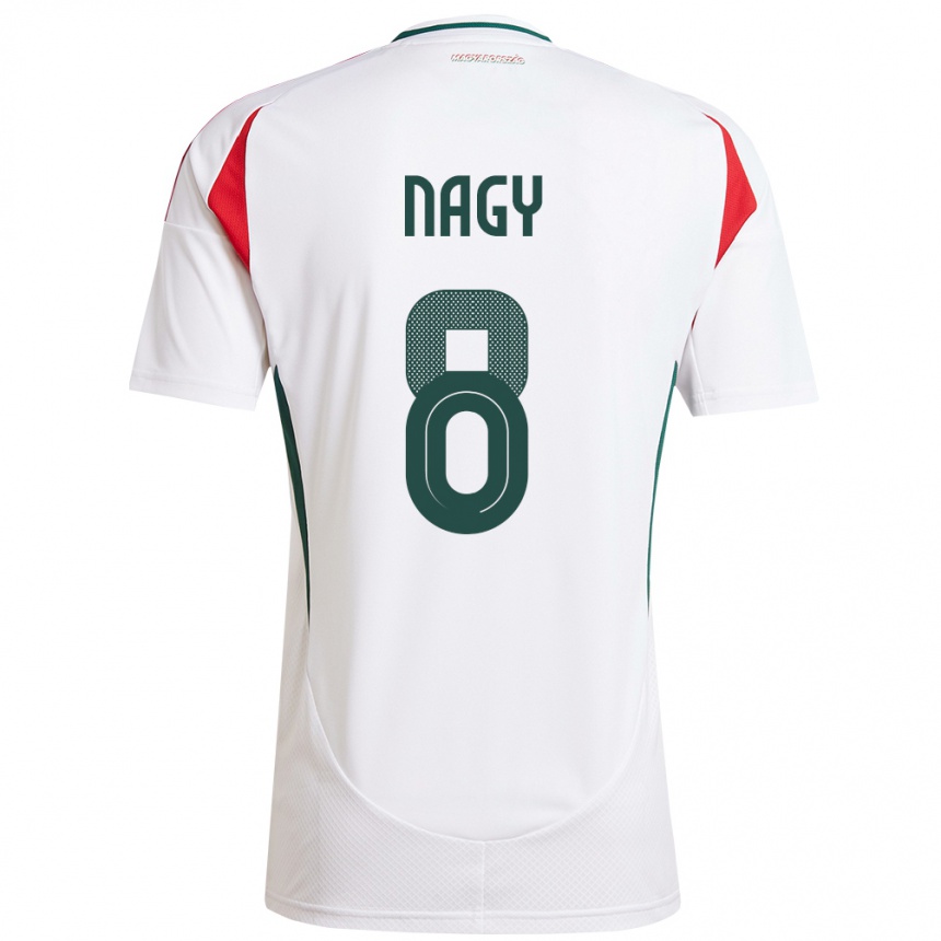 Vyrai Vengrija Ádám Nagy #8 Baltas Išvykos Marškinėliai 24-26 T-Shirt